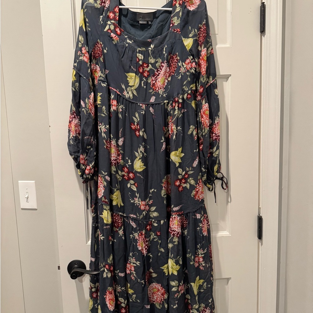 Anthropologie Dark Floral Long Sleeve Dress
